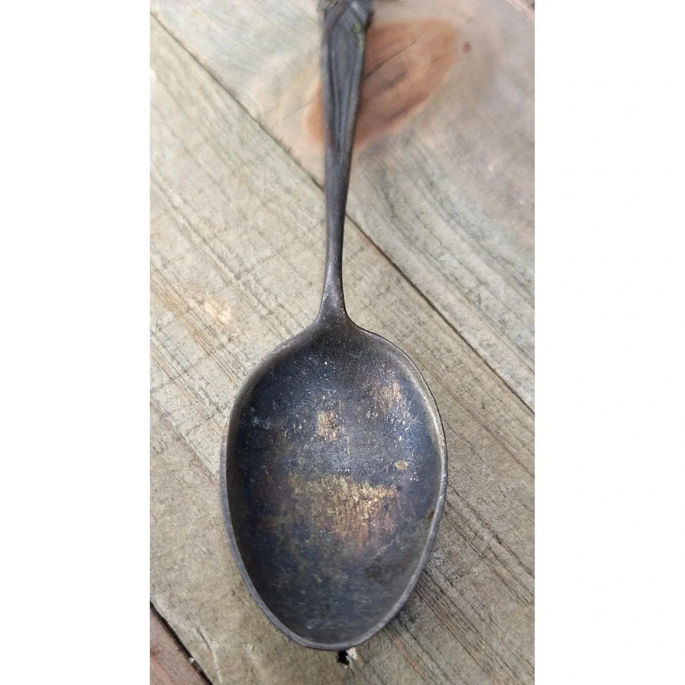Antique Aberdeen Scotland Sterling Silver Enamel Souvenir Spoon Bon Accord Crest
